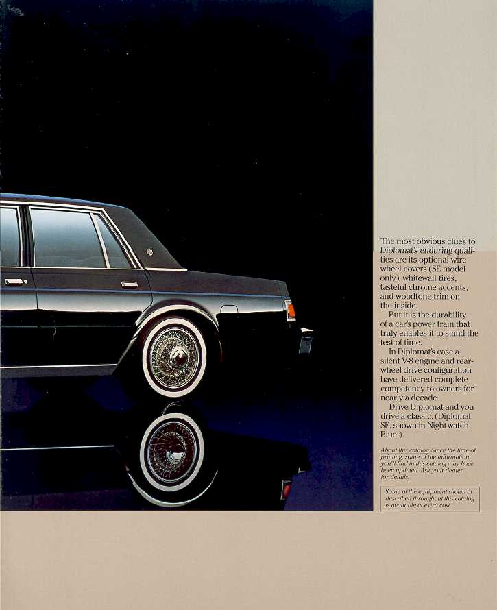 1987 Dodge Diplomat Brochure Page 2
